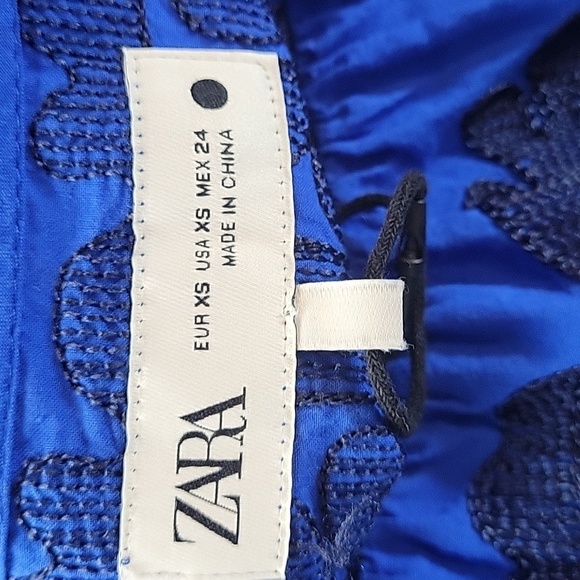 ZARA royal blue embroidered tiered mini dress - Picture 7 of 7
